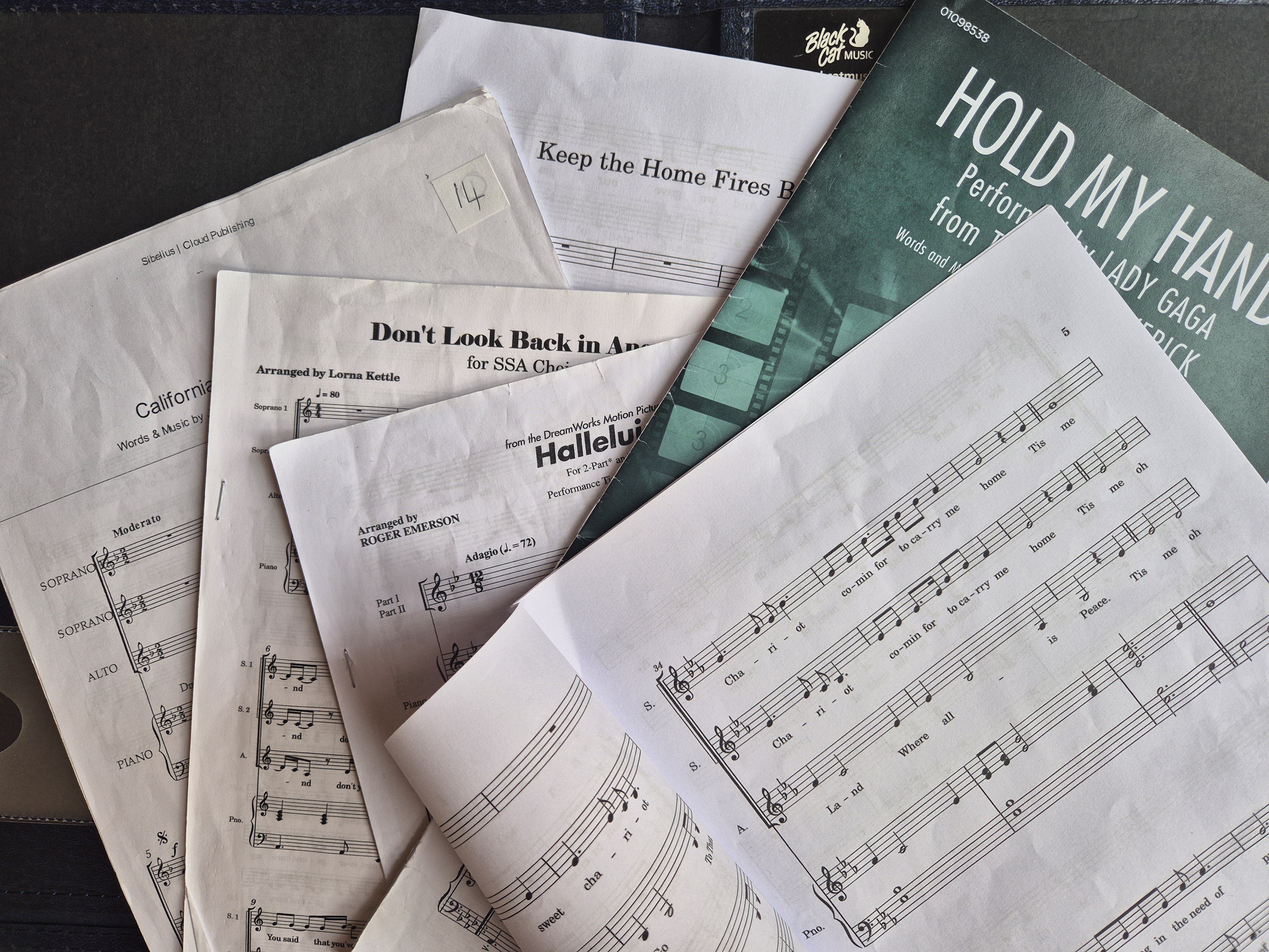 A close-up of sheet music from the choir's repertoire.